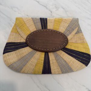 Mar Y Sol "Soleil" Sunburst Raffia Clutch Handmade Boho